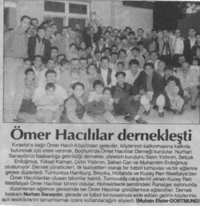 HÜRRİYET GAZETESİ 6 Haziran 1996(Muhsin Efeler-DORTMUND)